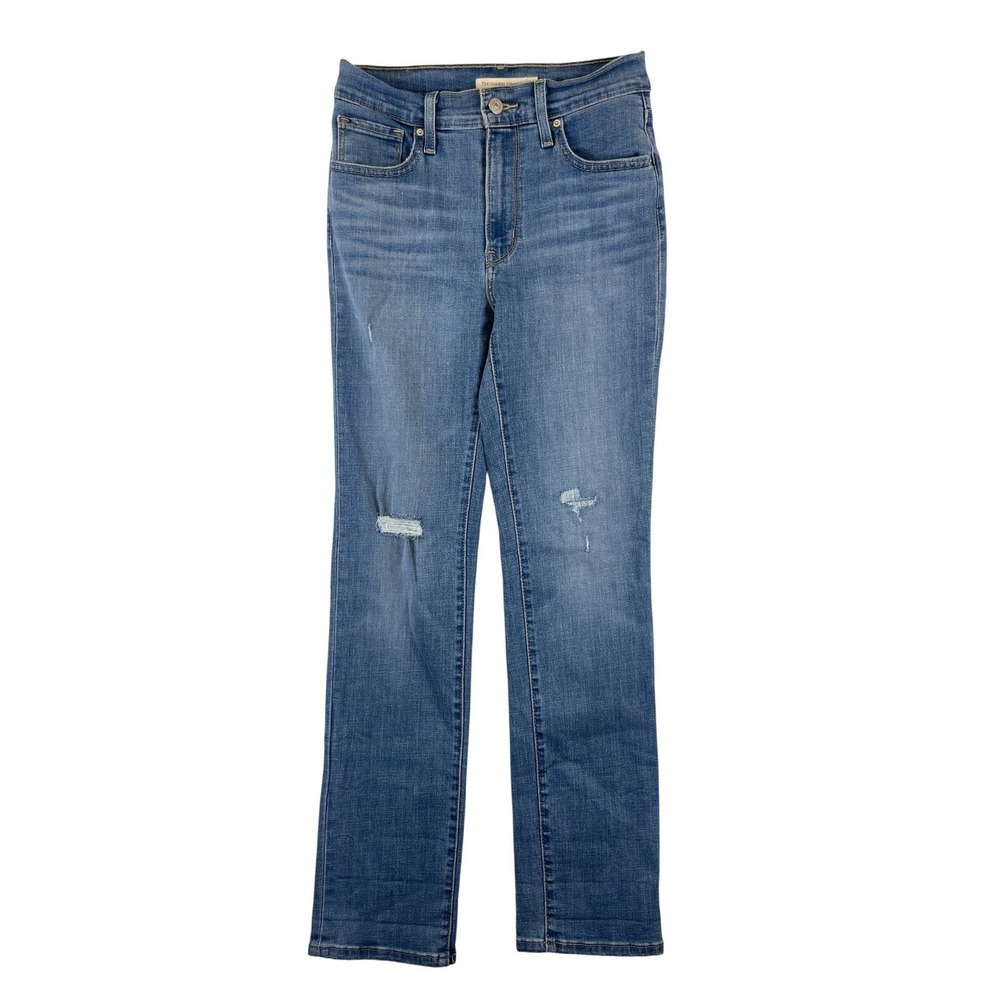 Levi's 724 Jeans Women's 26x30 Blue High Rise Straight Distressed Denim